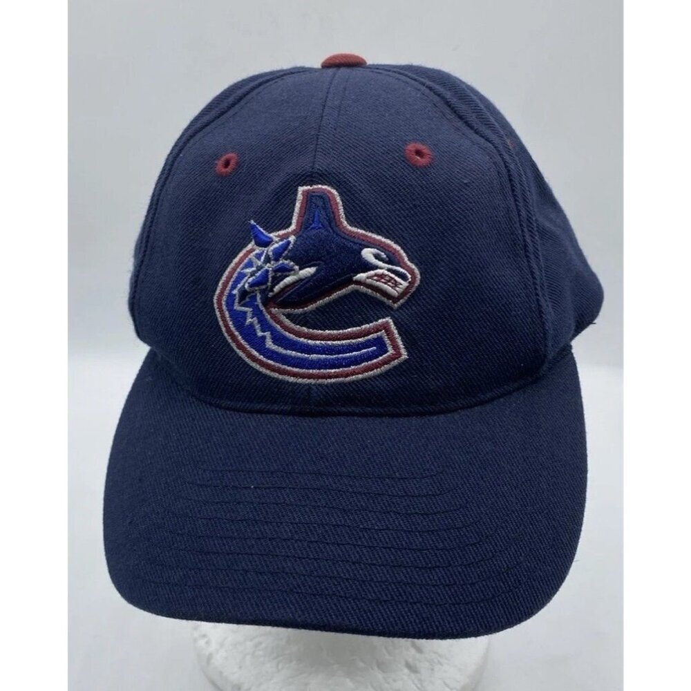 Vintage Blue VANCOUVER CANUCKS Hat Cap Logo Puma Snapback Wool Blend NHL Outdoor
